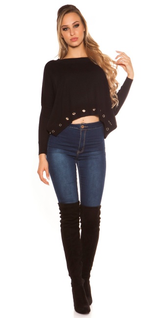 pullover with trendy lugs Black